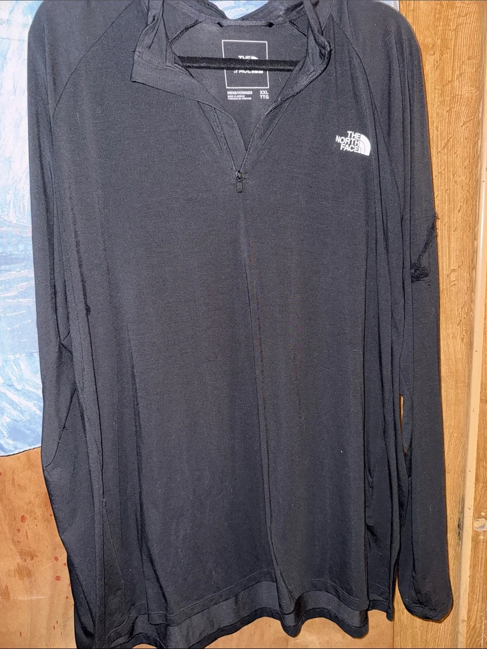 The North Face Men's Black lightweight 1/4 Zip Hoodie Shirt XXL
